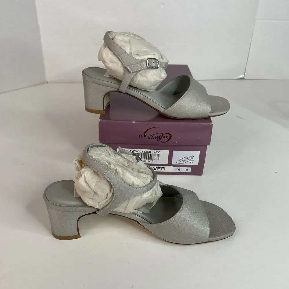 Dyeables Rhapsody Luxe Heels Women’s Size 5 1/2 B, Silver Wedding, Pumps Vintage - Picture 4 of 9
